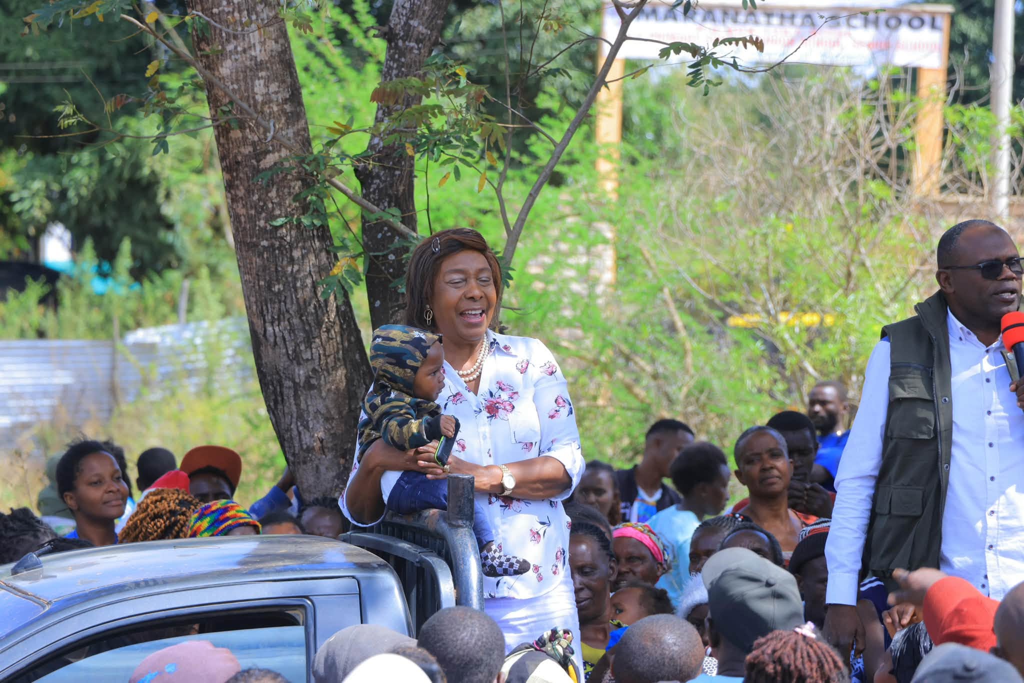 Charity Ngilu with Kitui youth and women groups